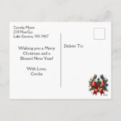 Feestelijke Paard en Rode Rustieke Schuur Kerstmis Feestdagenkaart (Achterkant)