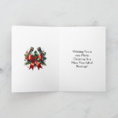 Feestelijke Paard en Rode Rustieke Schuur Kerstmis Kaart (Binnen)