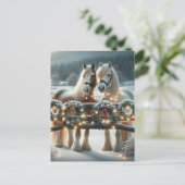 Feestelijke paarden en kerstverlichting gepersonal briefkaart (Staand voorkant)