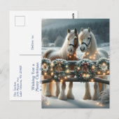 Feestelijke paarden en kerstverlichting gepersonal briefkaart (Voorkant / Achterkant)
