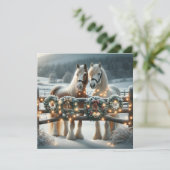 Feestelijke paarden en kerstverlichting gepersonal kaart (Staand voorkant)