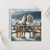 Feestelijke paarden en kerstverlichting gepersonal kaart (Voorkant / Achterkant in situ)