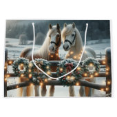 Feestelijke paarden en kerstverlichting groot cadeauzakje (Voorkant)