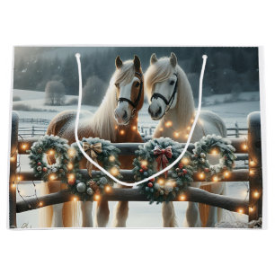 Feestelijke paarden en kerstverlichting groot cadeauzakje