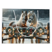 Feestelijke paarden en kerstverlichting groot cadeauzakje (Achterkant)