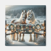 Feestelijke paarden en kerstverlichting magneet (Voorkant)