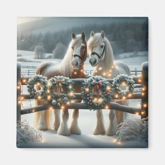 Feestelijke paarden en kerstverlichting magneet