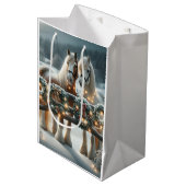Feestelijke paarden en kerstverlichting medium cadeauzakje (Voorkant Gekanteld)