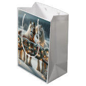 Feestelijke paarden en kerstverlichting medium cadeauzakje (Achterkant Gekanteld)
