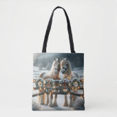 Feestelijke paarden en kerstverlichting tote bag (Voorkant)