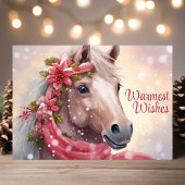 Feestelijke paarden warmste wensen feestdagen kaart