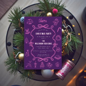 Feestelijke Paars Roze krabbel Kunst Vakantie Feestdagenkaart