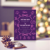 Feestelijke Paars Roze krabbel Kunst Vakantie Feestdagenkaart