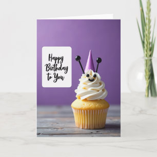 Feestelijke Paarse Cupcake Kaart