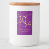 Feestelijke Paarse & Gouden Kerst Feestdagen Voedselcontainer Etiket (Voorkant)