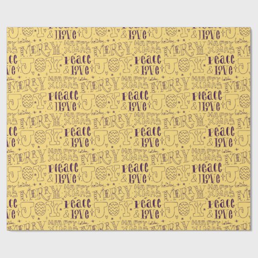 Feestelijke Paarse kersttypografie Cadeaupapier (Vlak)