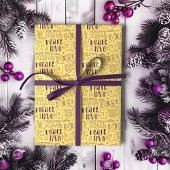 Feestelijke Paarse kersttypografie Cadeaupapier