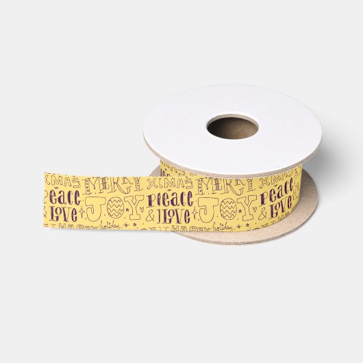 Feestelijke paarse kersttypografie  satijnen lint (Spoel)