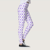 Feestelijke paarse polka stippen op wit leggings (Rechts)