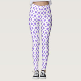 Feestelijke paarse polka stippen op wit leggings
