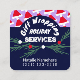 Feestelijke Paarse professionele cadeauverpakking  Vierkante Visitekaartje