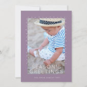 Feestelijke Paarse Tidings Kerstfoto Feestdagenkaart (Voorkant)