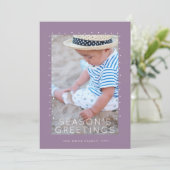 Feestelijke Paarse Tidings Kerstfoto Feestdagenkaart (Staand voorkant)