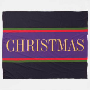 Feestelijke Paarse Zwart Rood Groene KERSTSTREPEN Fleece Deken