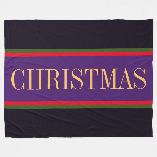 Feestelijke Paarse Zwart Rood Groene KERSTSTREPEN Fleece Deken (Voorkant (Horizontaal))