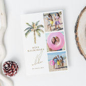Feestelijke palmboom Mele Kalikimaka Hawaiian Foto Feestdagenkaart