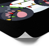 Feestelijke panda met kerstlichtkostuum poster (Hoek)