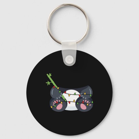 Feestelijke panda met kerstlichtkostuum sleutelhanger (Voorkant)