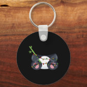 Feestelijke panda met kerstlichtkostuum sleutelhanger (Voorkant)