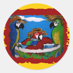 Feestelijke Papegaai Cheers Ronde Sticker