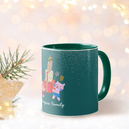 Feestelijke Papieren Collage Katten & Cadeaus Groe Mok