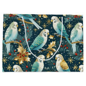 Feestelijke Parkiet Budgie Kerst Gift Bag Groot Cadeauzakje (Achterkant)