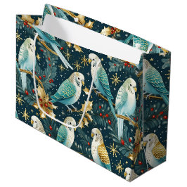 Feestelijke Parkiet Budgie Kerst Gift Bag Groot Cadeauzakje