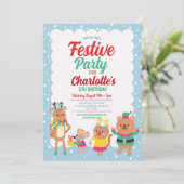 Feestelijke partij Nodig Snowman Kerstboom uit Kaart (Staand voorkant)