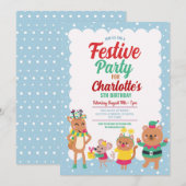 Feestelijke partij Nodig Snowman Kerstboom uit Kaart (Voorkant / Achterkant)