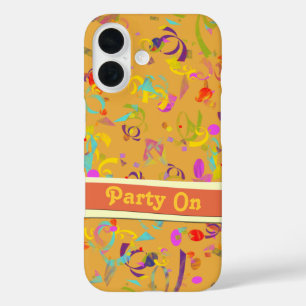 Feestelijke Partij VieringConfetti Toss Over Oranj iPhone 16 Hoesje
