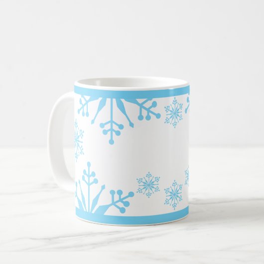 Feestelijke Pastel Blue Snowflake Mok (Voorkant links)