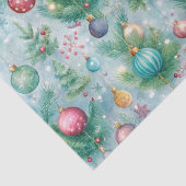 Feestelijke Pastel Kerstboom Ornament Holly Berry Tissuepapier (Detail)