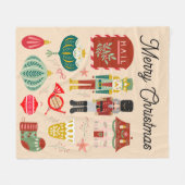 Feestelijke pastel roze Holly Christmas notenkrake Fleece Deken (Voorkant (Horizontaal))