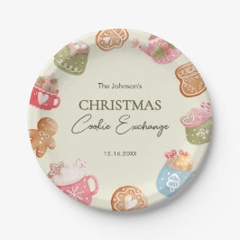 Feestelijke Pastelkleurige Kerstkoek Uitwisselings Papieren Bordje