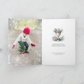 Feestelijke pastelmunt & roze kerstkelk kaart (Binnen)