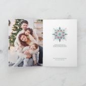 Feestelijke pastelmunt & roze kerstsneeuwvlok kaart (Binnen)