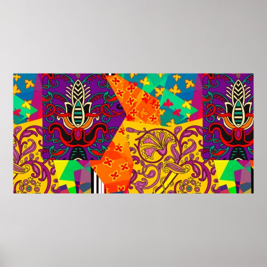Feestelijke patchwork in Indiase, Turkse, Italiaan Poster (Voorkant)