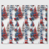 Feestelijke patriottische kerstbomen cadeaupapier (Vlak)