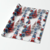 Feestelijke patriottische kerstbomen cadeaupapier (Uitgerold)