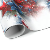 Feestelijke patriottische kerstbomen cadeaupapier (Rol Hoek)